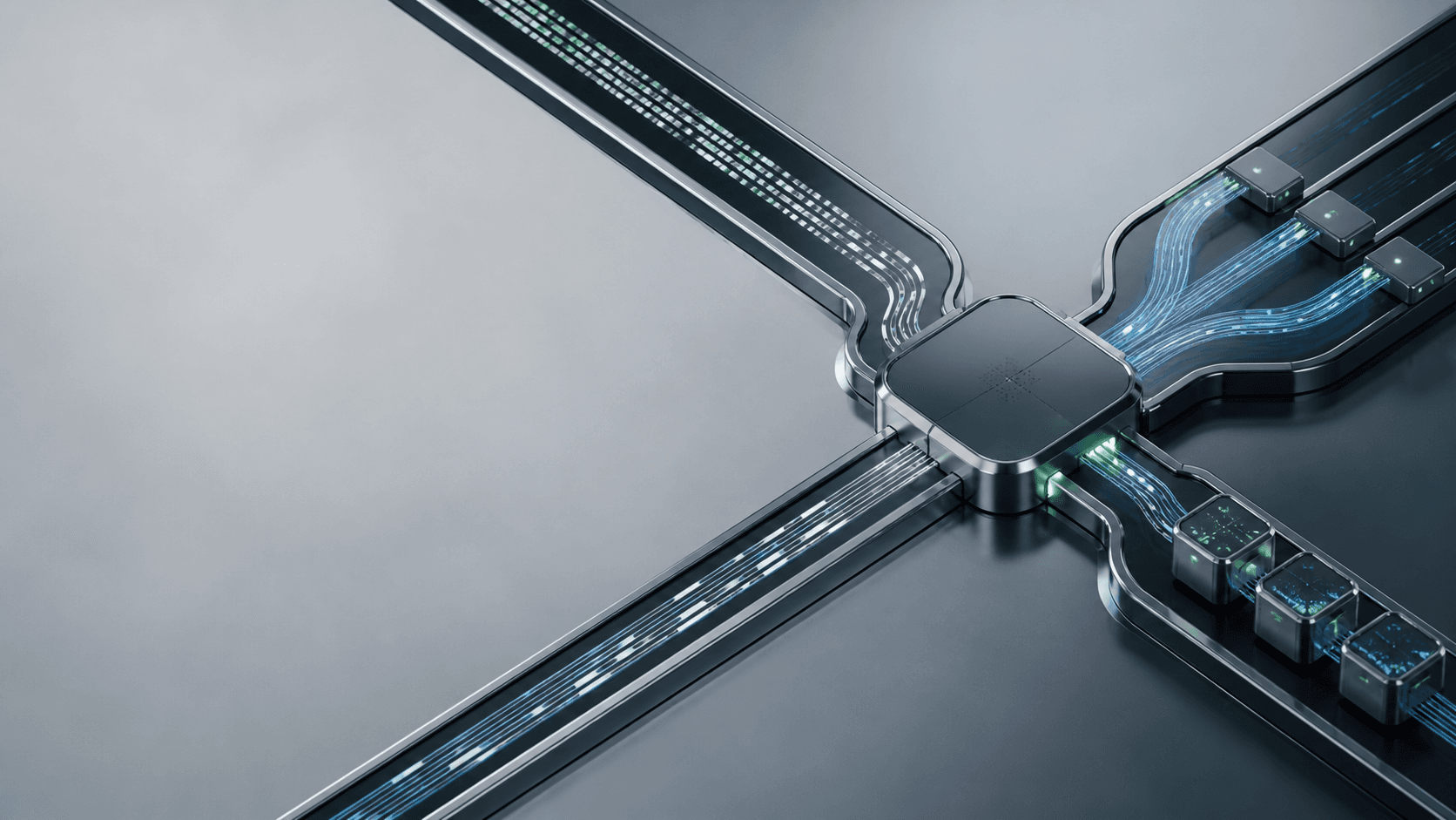 Three purpose-built data workflows connected through a controlled utility hub