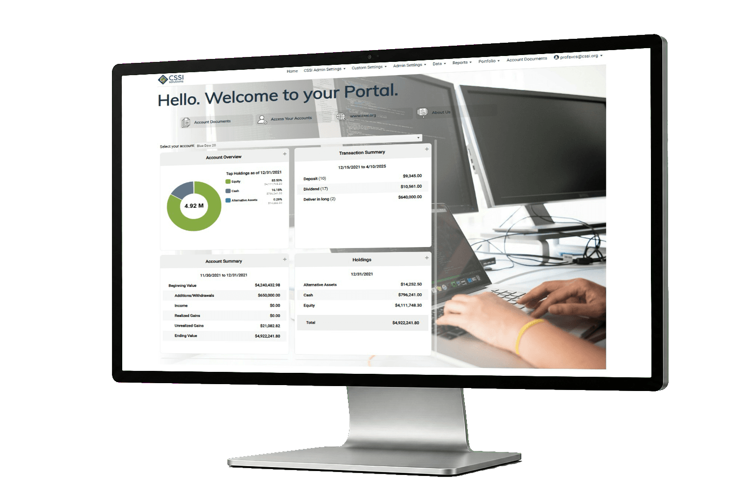 CSSI Portal+ displayed on a desktop monitor