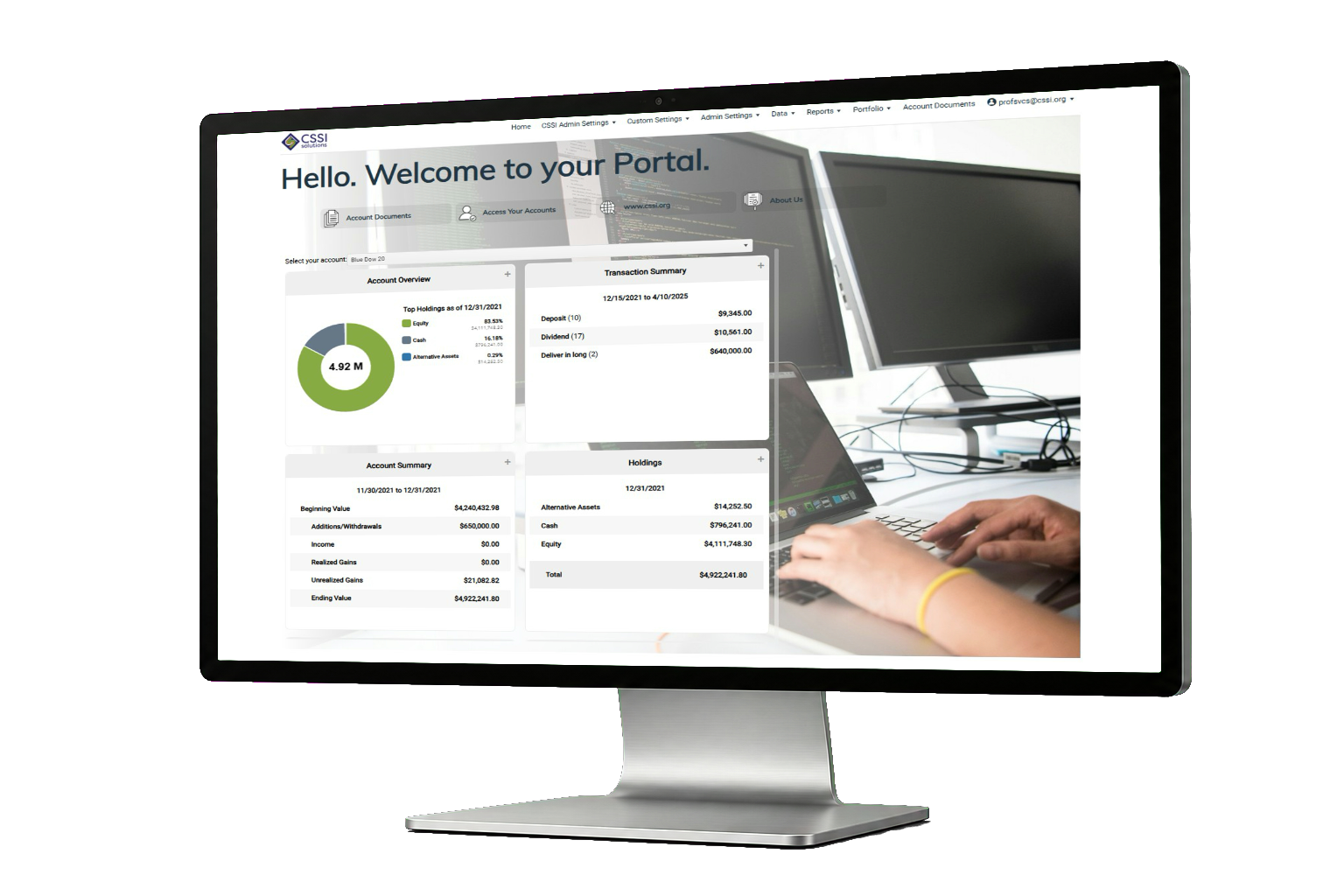 CSSI Portal+ displayed on a desktop monitor